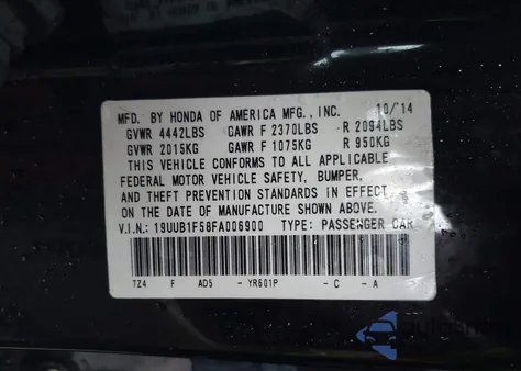 2015 Acura Tlx Tech z USA, uszkodzony, nr VIN 19UUB1F58FA006900